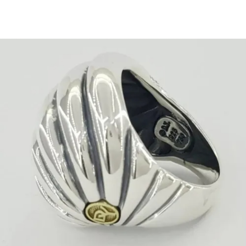 David Yurman Sculpted Cable Dome Ring Sterling Silver & 18k Gold Size 6